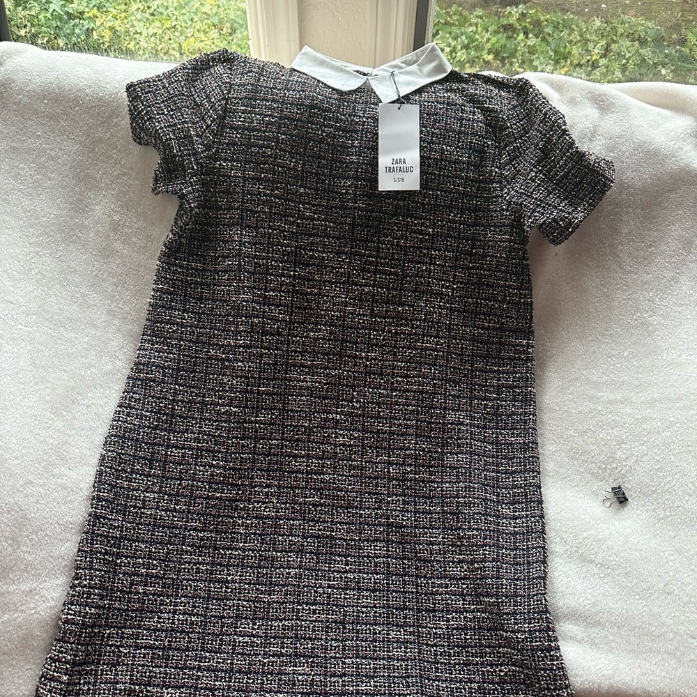 Zara Monochrome Tweed Dress